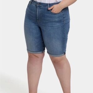 NYDJ Briella Landslide - Plus-Size Mid-Rise Denim Bermuda Shorts - Blue Wash
